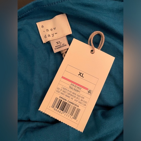 A New Day One Shoulder Dress Size XL Teal - Picture 2 of 9